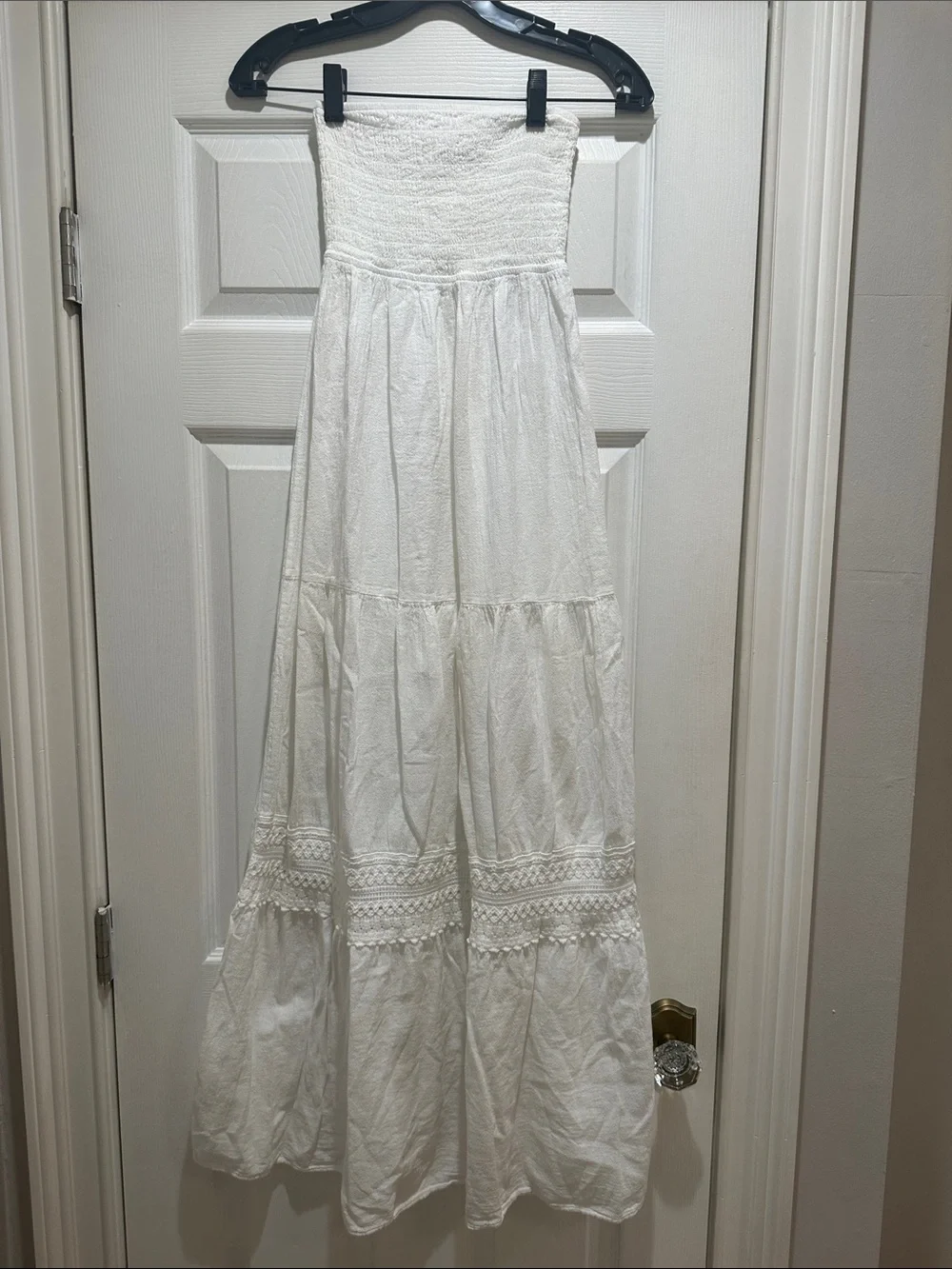 White Maxi Strapless Boho Dress